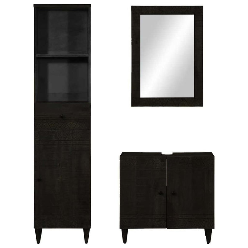Set mobilier de baie, 3 piese, lemn masiv de mango