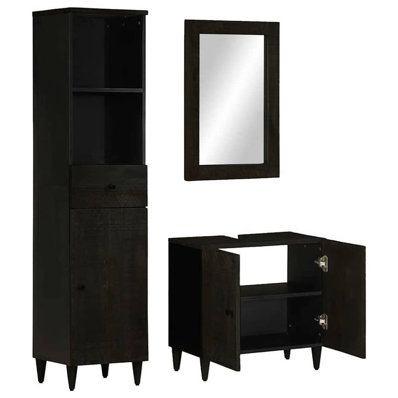 Set mobilier de baie, 3 piese, lemn masiv de mango