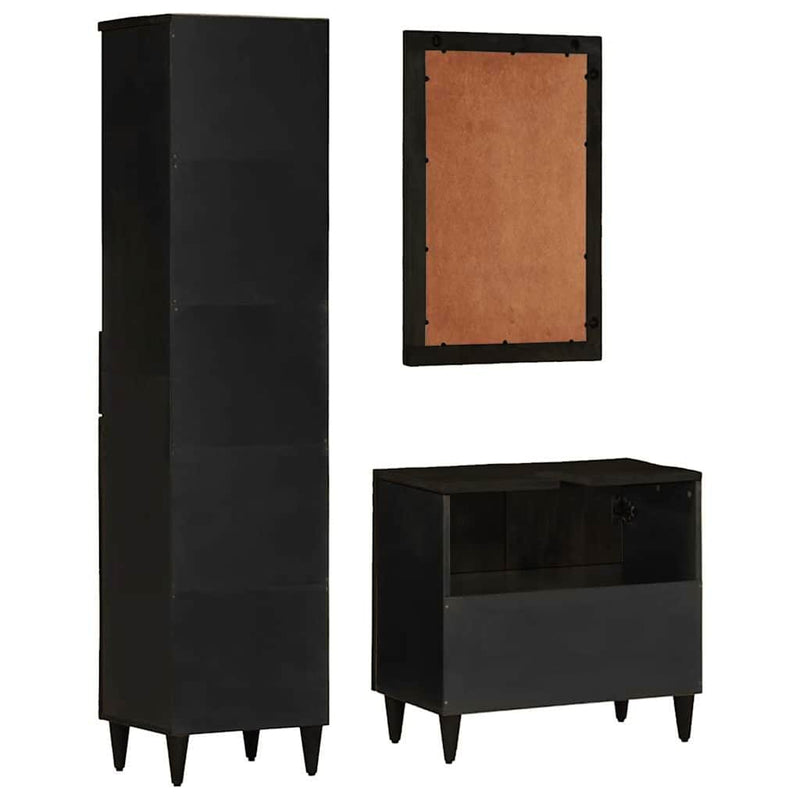 Set mobilier de baie, 3 piese, lemn masiv de mango
