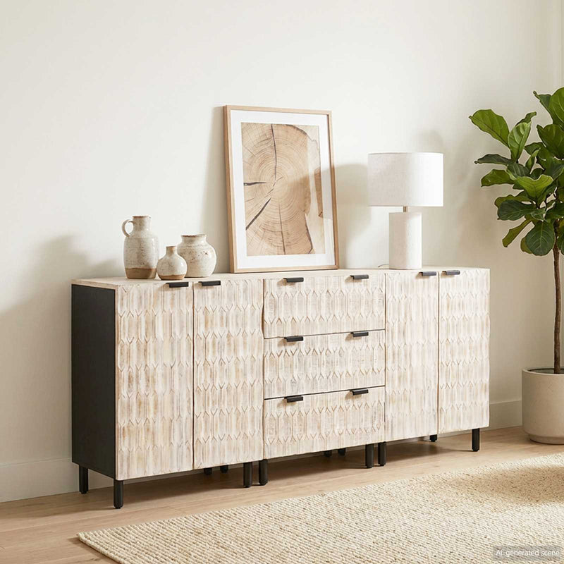 Bufet 3 buc. 60 x 33 x 75 cm Lemn de mango solid