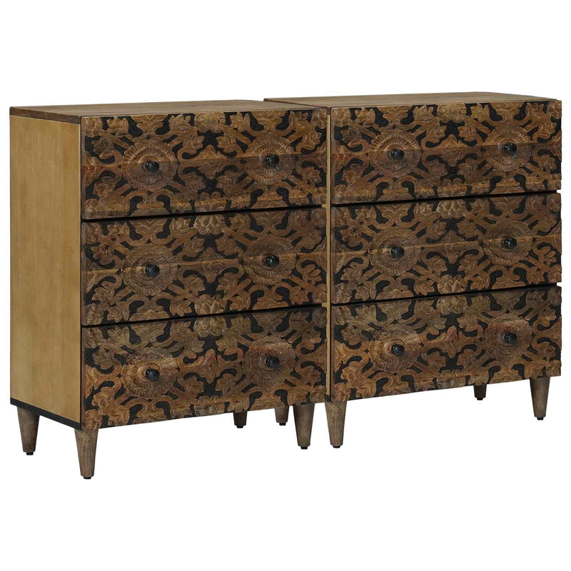 Bufet 2 buc. 60 x 33,5 x 75 cm Lemn de mango solid Maro