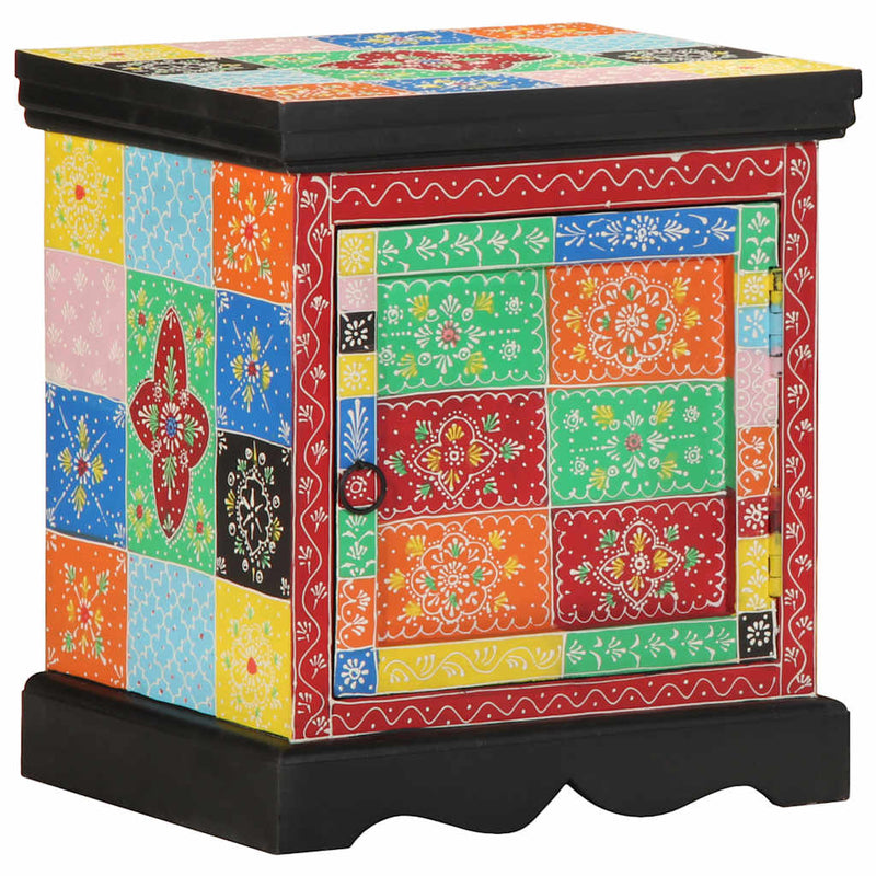 Noptiera multicolor 40x35x45 cm lemn masiv de mango