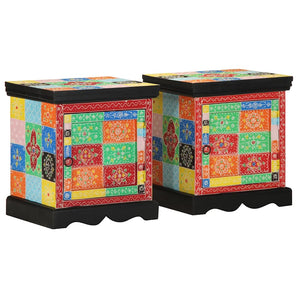 Noptiera 2 buc multicolor 40x35x45 cm lemn masiv de mango