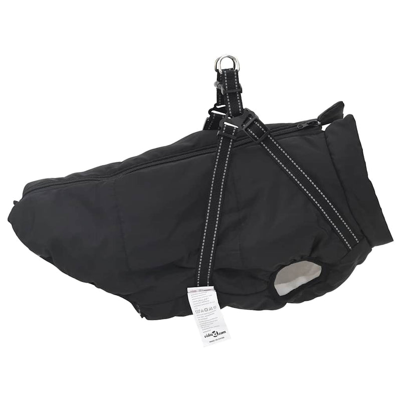 Haină câini cu ham impermeabilă reflectorizantă, negru, L52