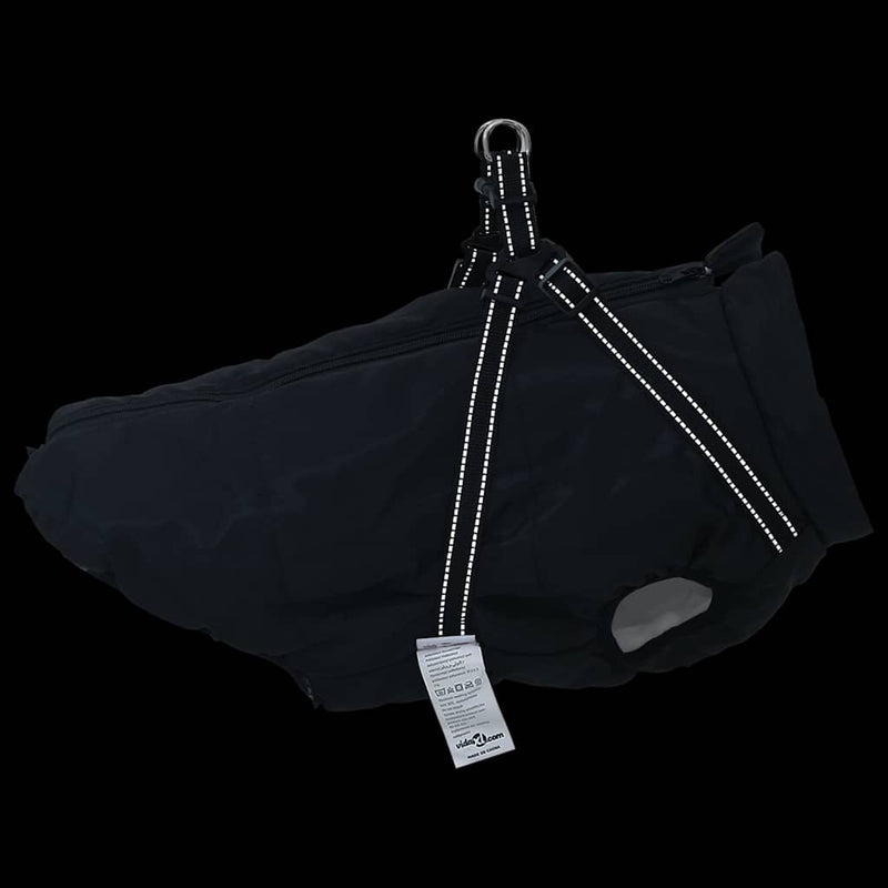 Haină câini cu ham impermeabilă reflectorizantă, negru, L52