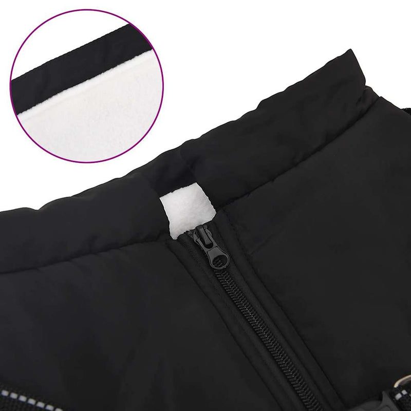 Haină câini cu ham impermeabilă reflectorizantă, negru, L52