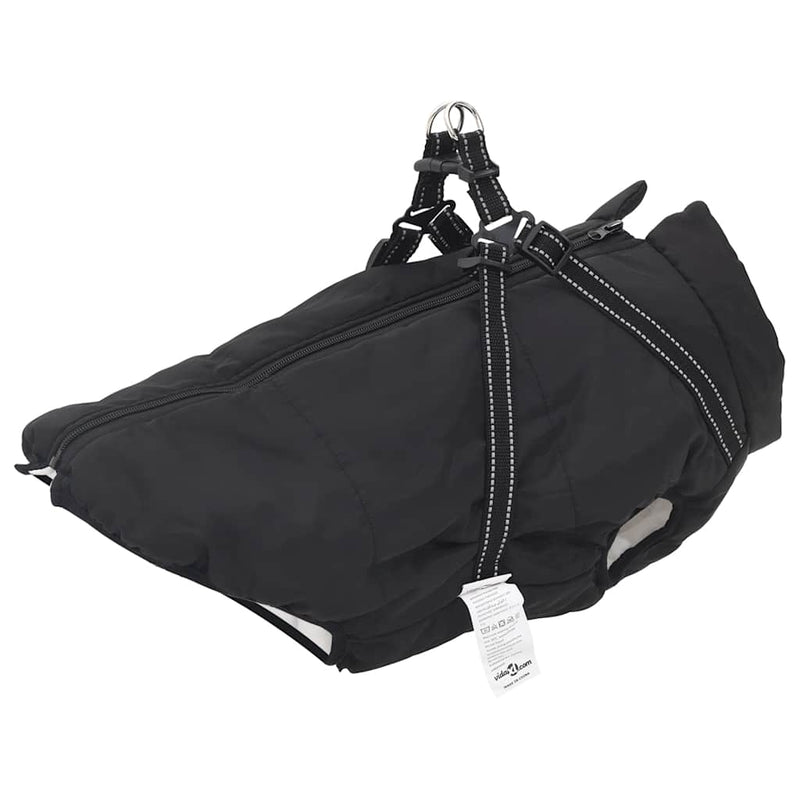 Haină câini cu ham impermeabilă reflectorizantă, negru, L68