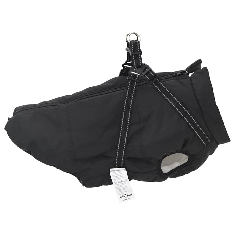 Haină câini cu ham impermeabilă reflectorizantă, negru, L68