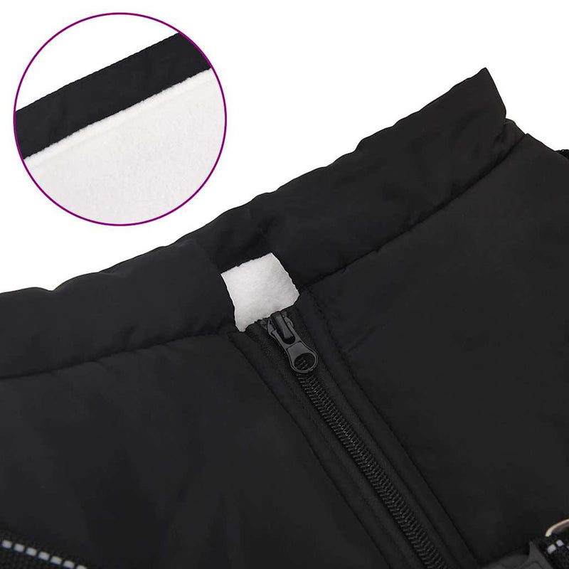 Haină câini cu ham impermeabilă reflectorizantă, negru, L68