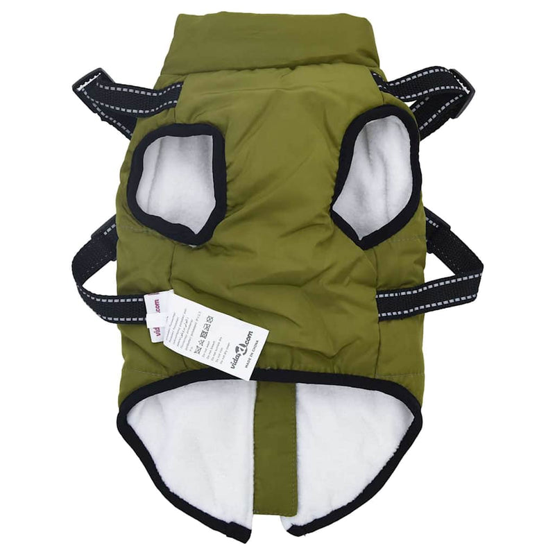 Haină câini cu ham impermeabilă reflectorizantă, verde kaki L24