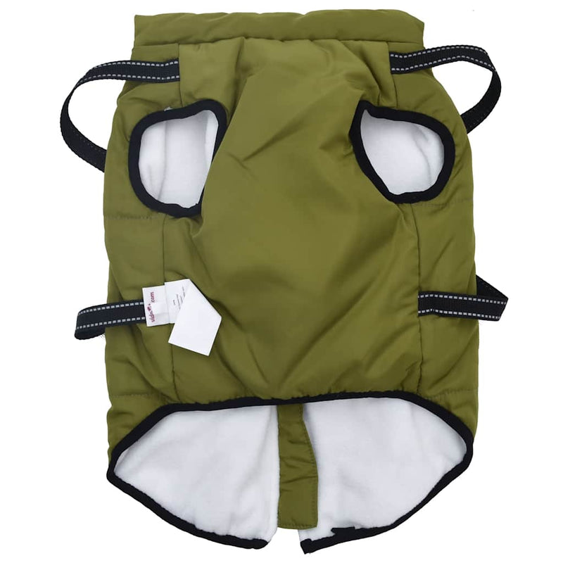 Haină câini cu ham impermeabilă reflectorizantă, verde kaki L44
