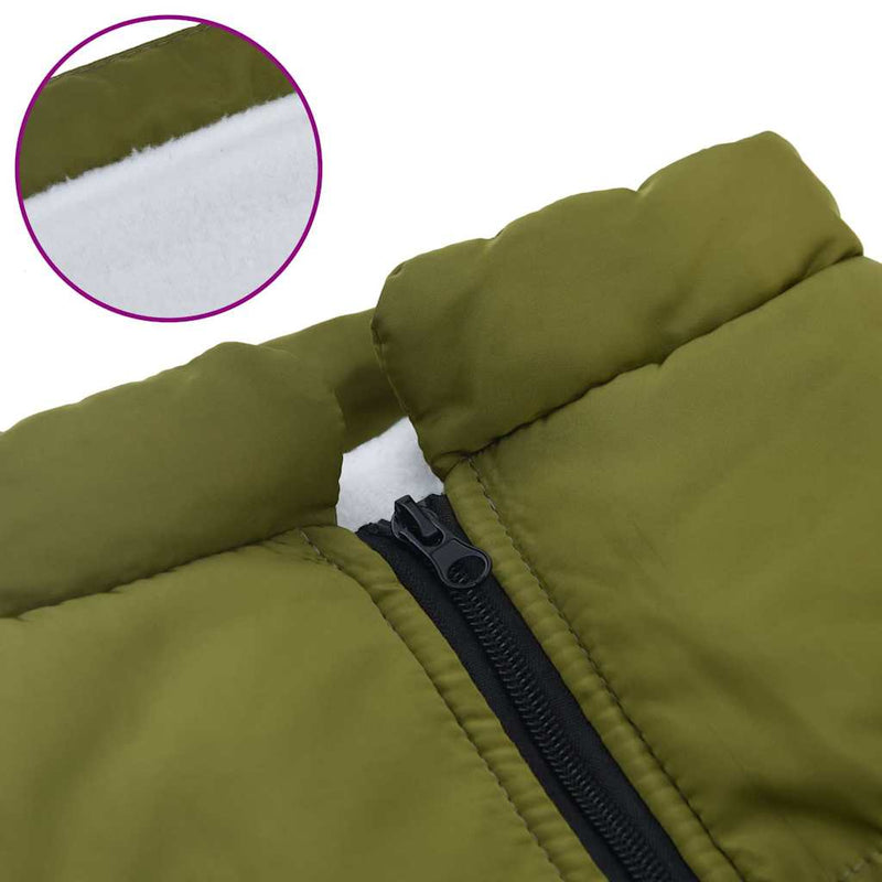 Haină câini cu ham impermeabilă reflectorizantă, verde kaki L44