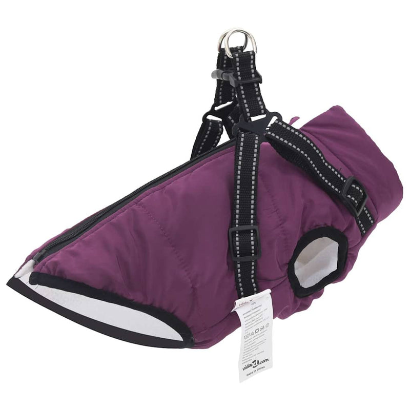Haină câini cu ham impermeabilă reflectorizantă, violet, L36