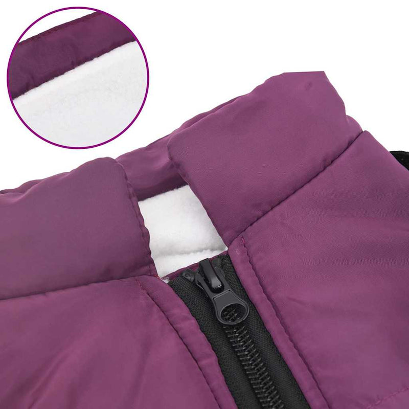 Haină câini cu ham impermeabilă reflectorizantă, violet, L36
