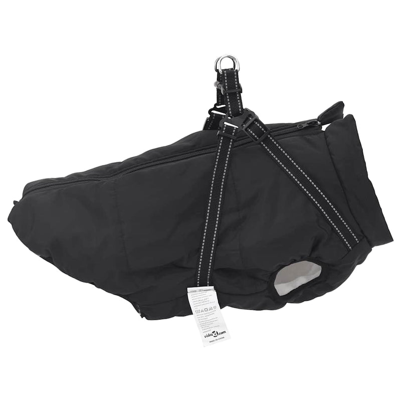 Haină câini cu ham impermeabilă reflectorizantă, negru, L44