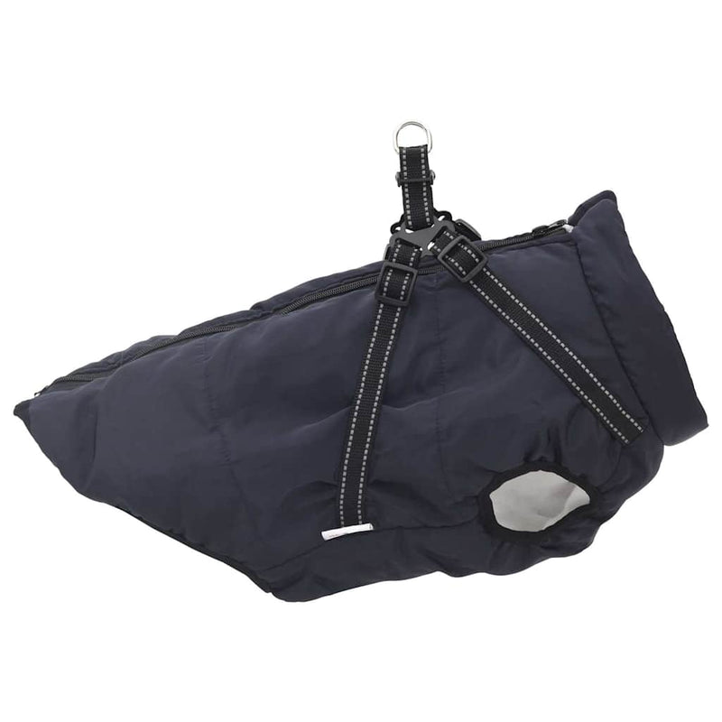 Haină câini cu ham impermeabilă reflectorizantă, bleumarin, L44