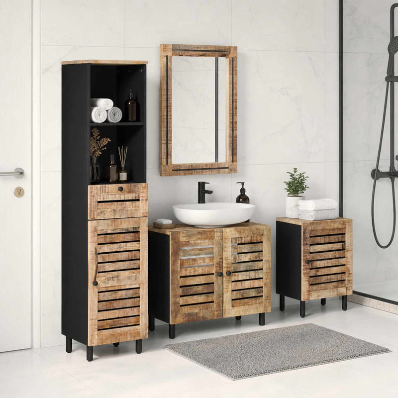 Set dulap baie 4 buc. natural 38 x 33 x 160 cm