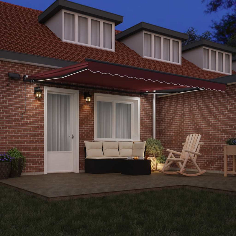 Copertina retractabilă manual cu LED-uri, vișiniu, 400x300 cm