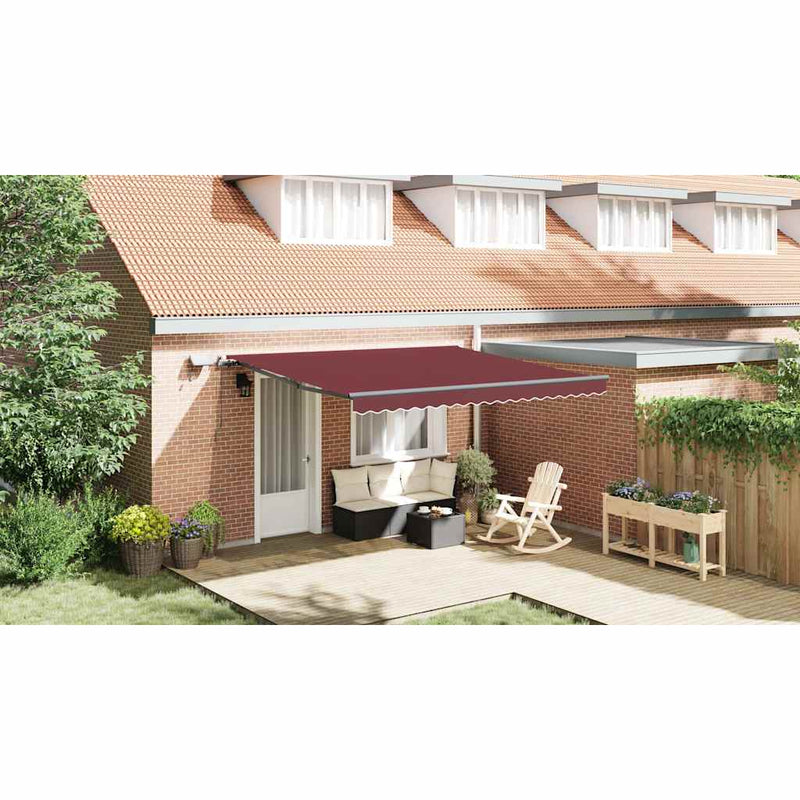 Copertina retractabilă manual cu LED-uri, vișiniu, 400x300 cm