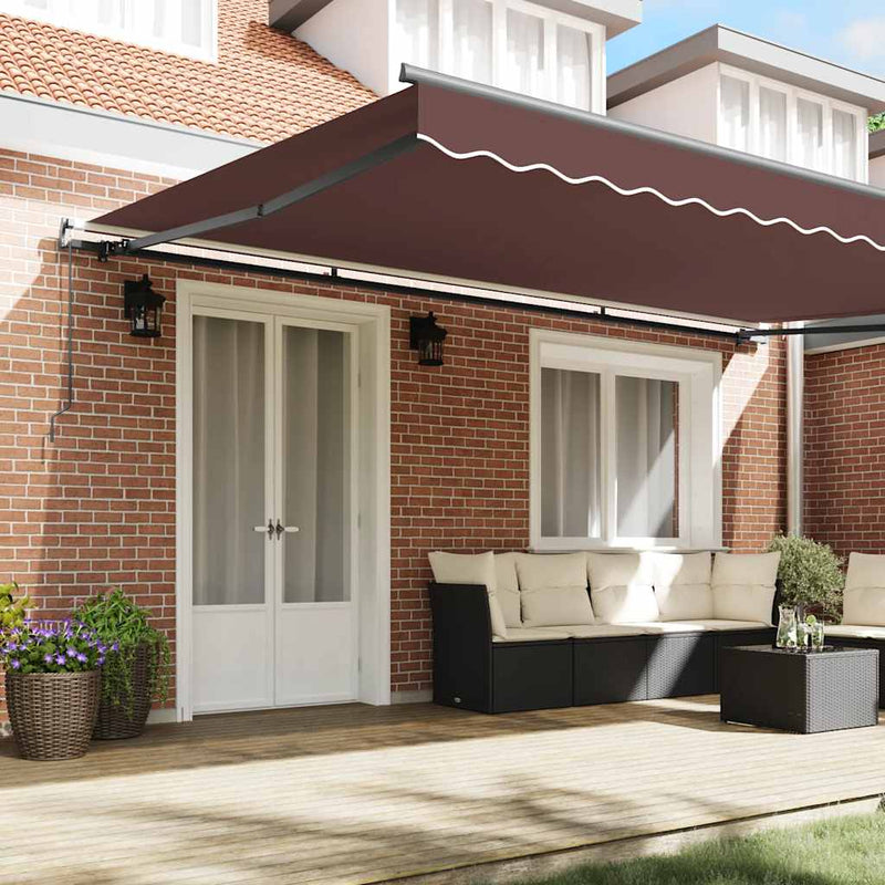 Copertină retractabilă manual, maro, 500x300 cm