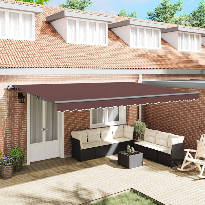 Copertină retractabilă manual, maro, 500x300 cm