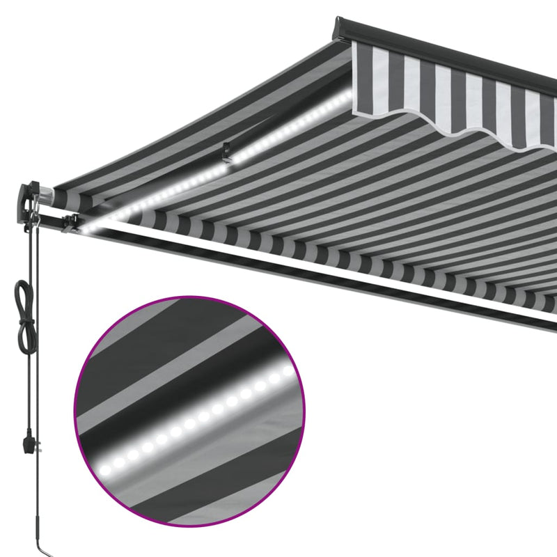 Copertină retractabilă Antracit și Alb 350 x 250 cm Poliester