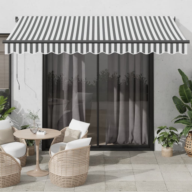 Copertină retractabilă Antracit și Alb 350 x 250 cm Poliester