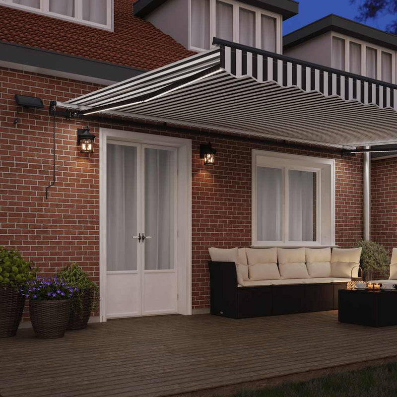 Copertină retractabilă manual cu LED, antracit/alb, 500x300 cm