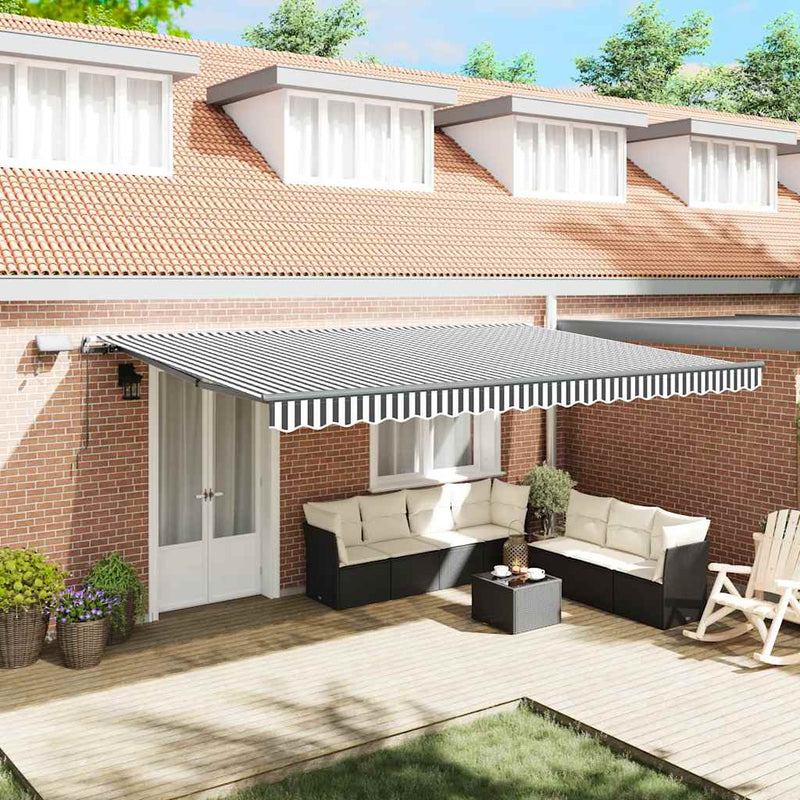 Copertină retractabilă manual cu LED, antracit/alb, 500x300 cm