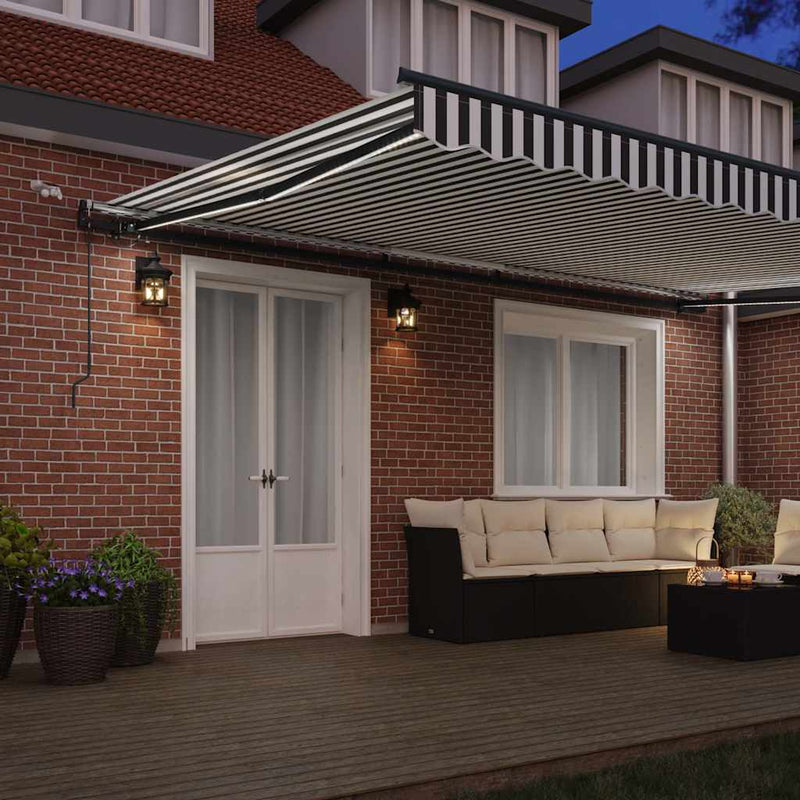 Copertină retractabilă Antracit și Alb 500 × 300 cm Poliester