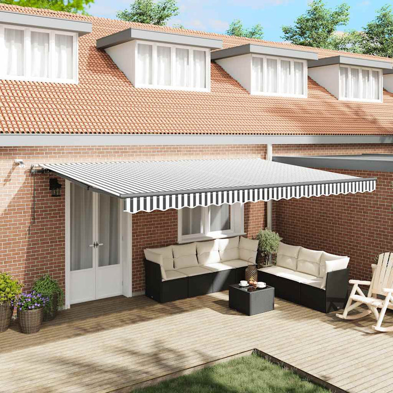 Copertină retractabilă Antracit și Alb 500 × 300 cm Poliester