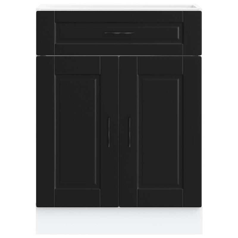 Dulap de bază de bucătărie „Porto” din lemn negru prelucrat
