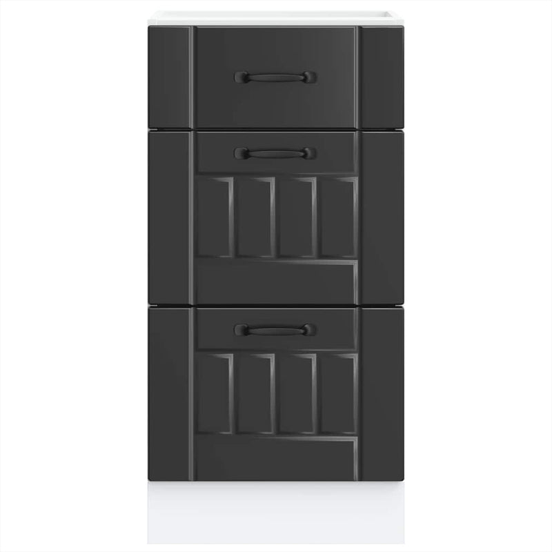 Dulap de bucătărie „Lucca” negru, lemn stratificat