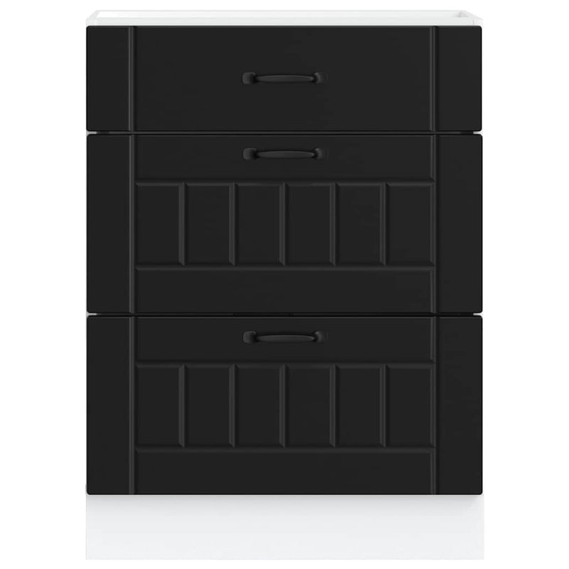 Dulap de bucătărie „Lucca” negru, lemn stratificat