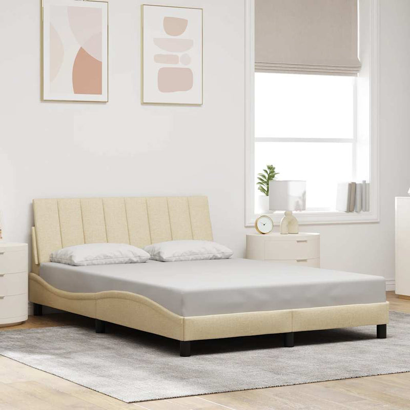 Cadru de pat fără saltea, Hanko, crem, 120x200 cm, textil