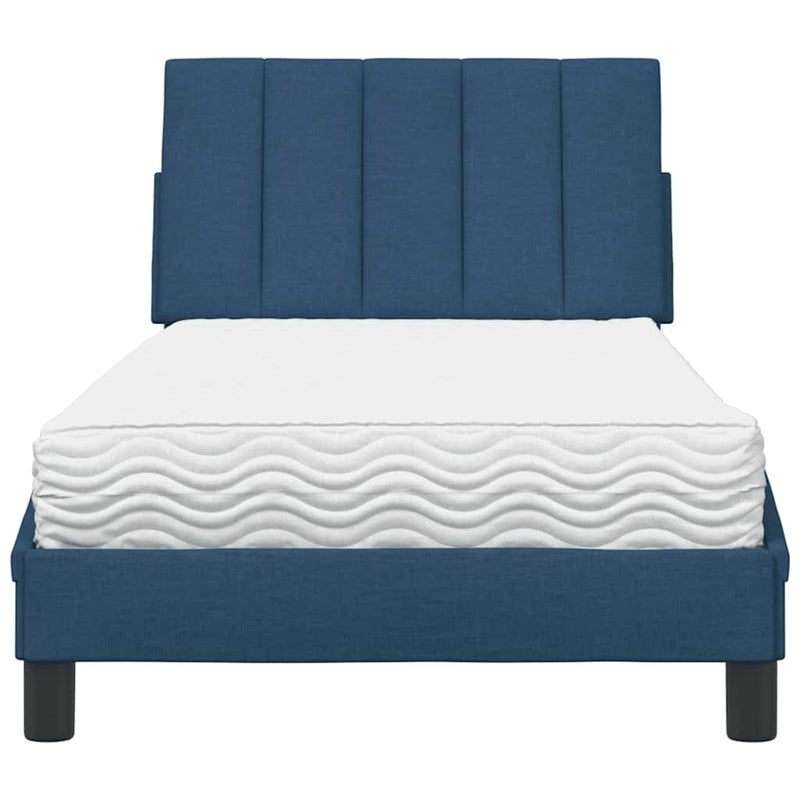 Pat cu saltea, Hanko, albastru, 80x200 cm, textil