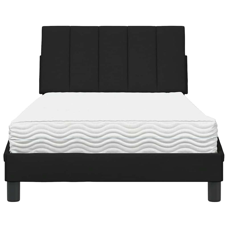Pat cu saltea, Hanko, negru, 100x200 cm, textil