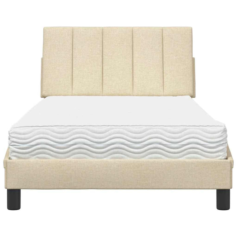 Pat cu saltea, Hanko, crem, 100x200 cm, textil