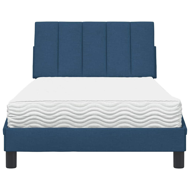 Pat cu saltea, Hanko, albastru, 100x200 cm, textil