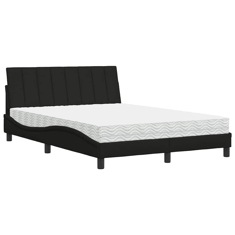 Pat cu saltea, Hanko, negru, 120x200 cm, textil