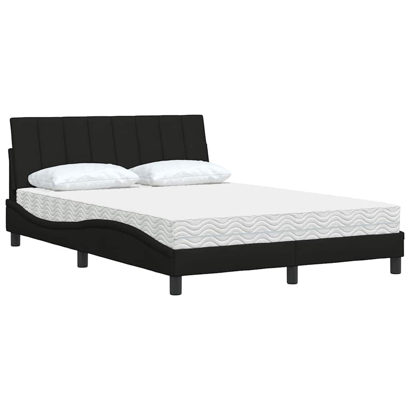 Pat cu saltea, Hanko, negru, 120x200 cm, textil