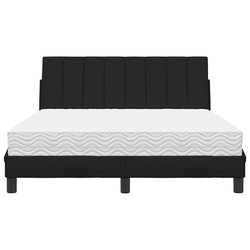 Pat cu saltea, Hanko, negru, 120x200 cm, textil