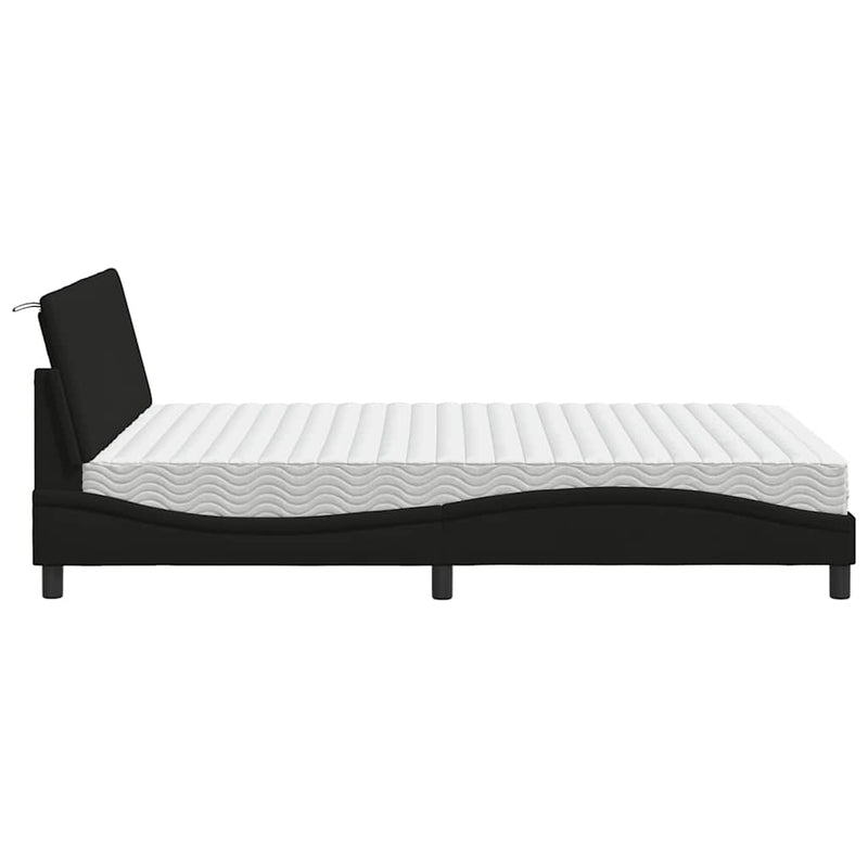 Pat cu saltea, Hanko, negru, 120x200 cm, textil