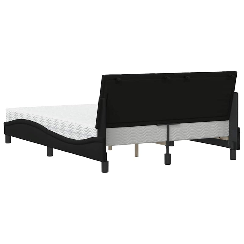 Pat cu saltea, Hanko, negru, 120x200 cm, textil