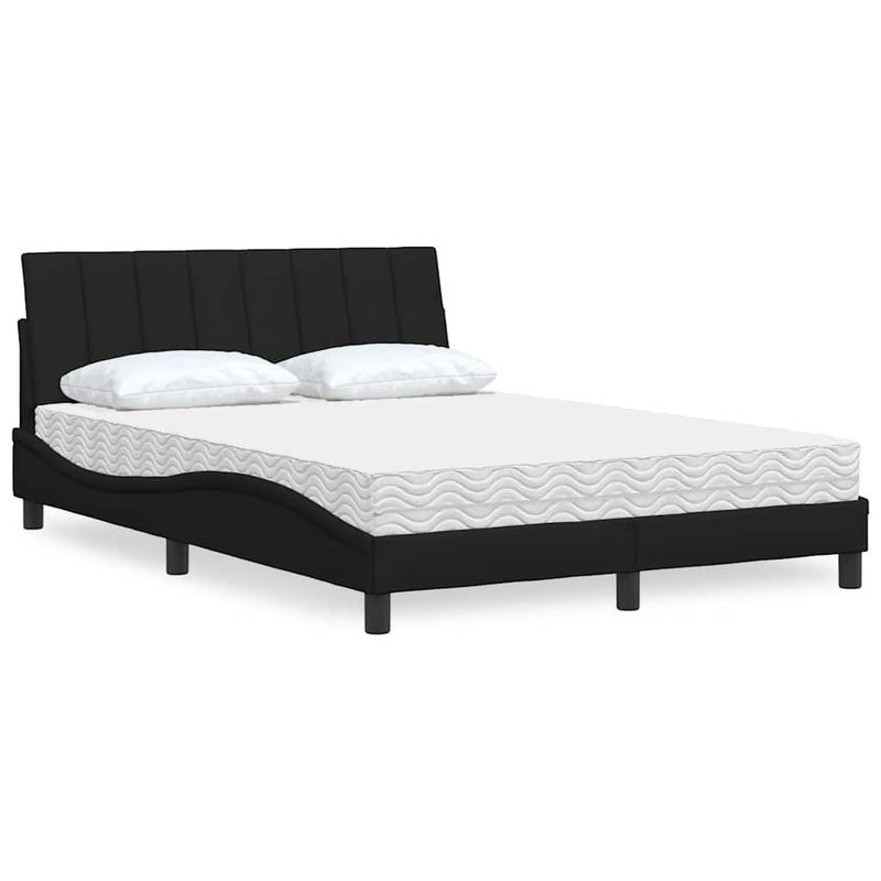 Pat cu saltea, Hanko, negru, 120x200 cm, textil