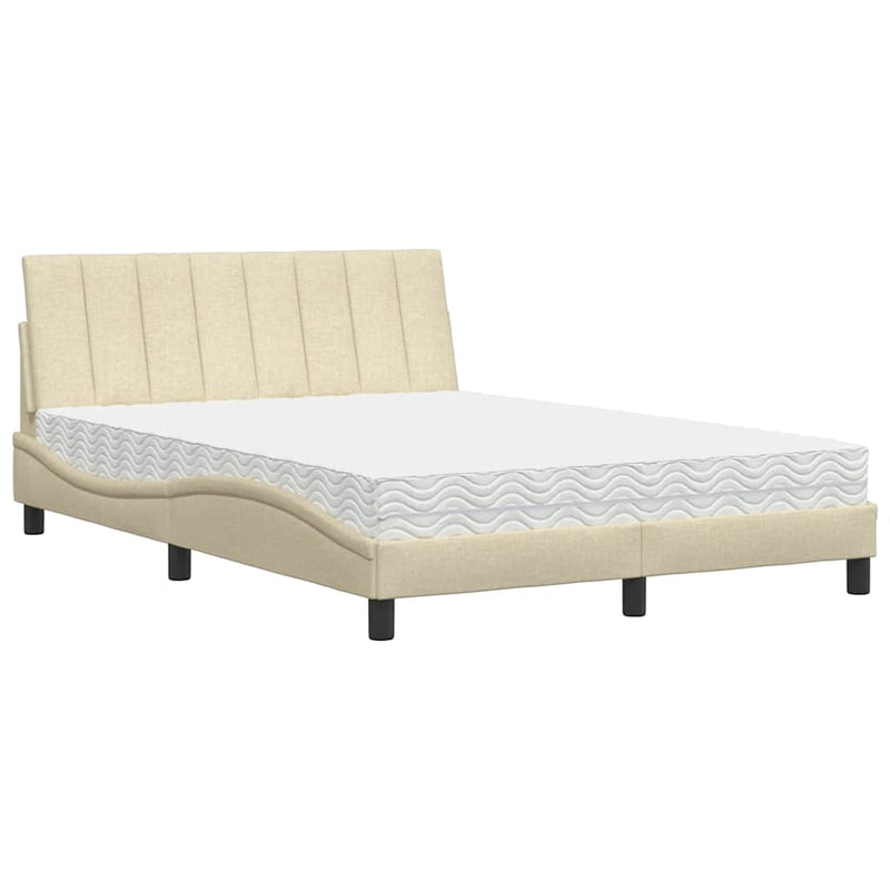 Pat cu saltea, Hanko, crem, 120x200 cm, textil