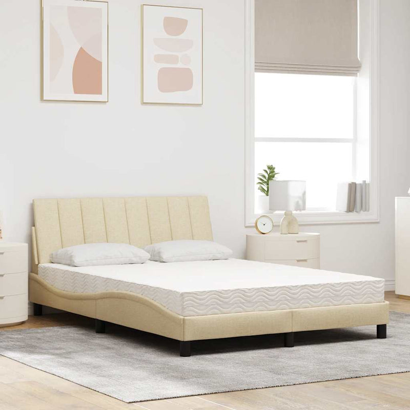 Pat cu saltea, Hanko, crem, 120x200 cm, textil