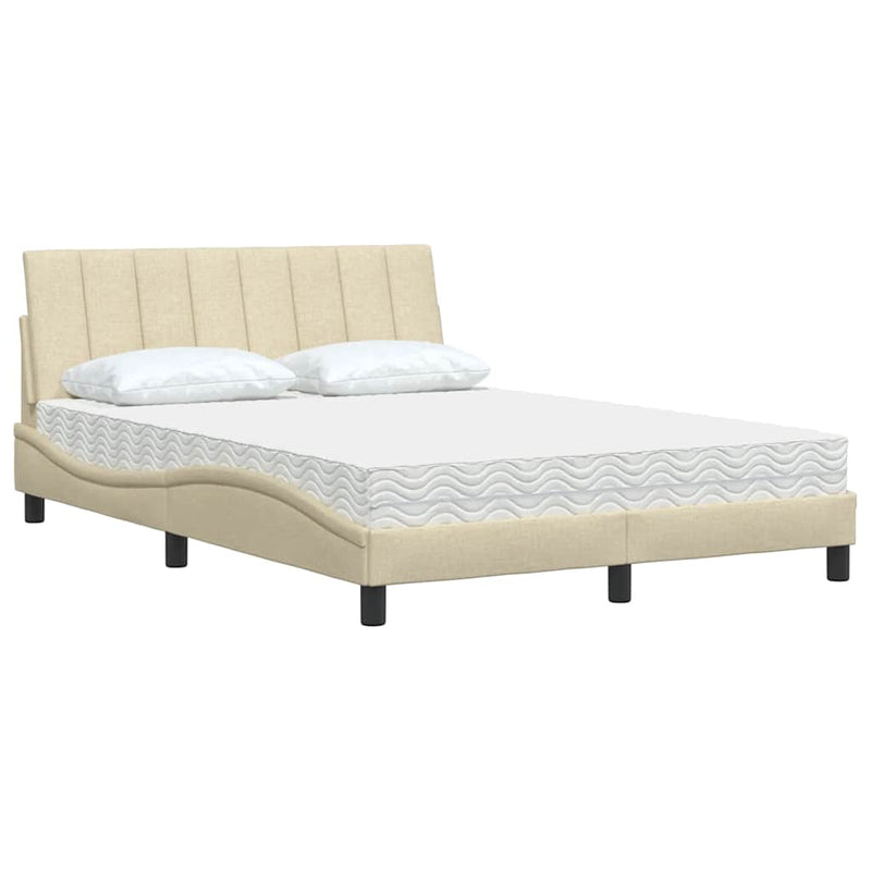 Pat cu saltea, Hanko, crem, 120x200 cm, textil