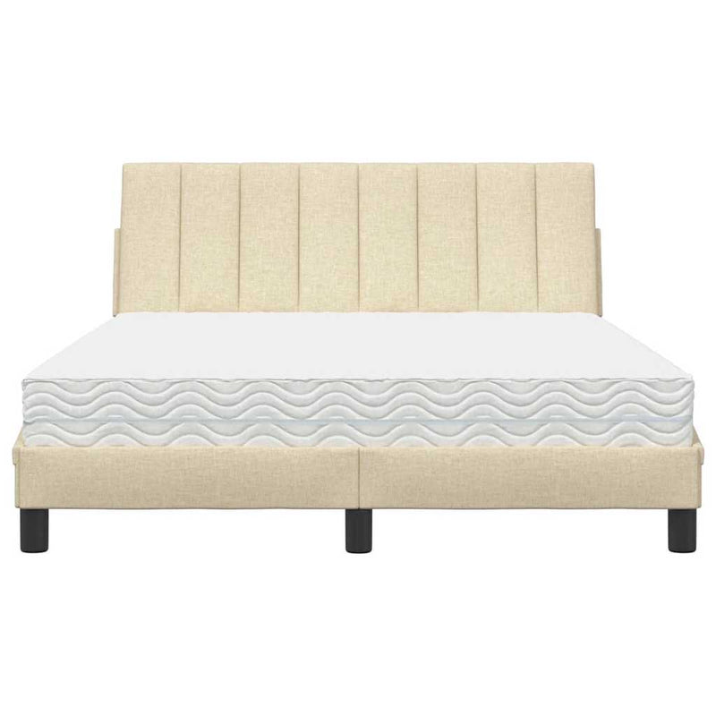 Pat cu saltea, Hanko, crem, 120x200 cm, textil