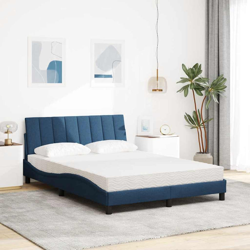 Pat cu saltea, Hanko, albastru, 120x200 cm, textil